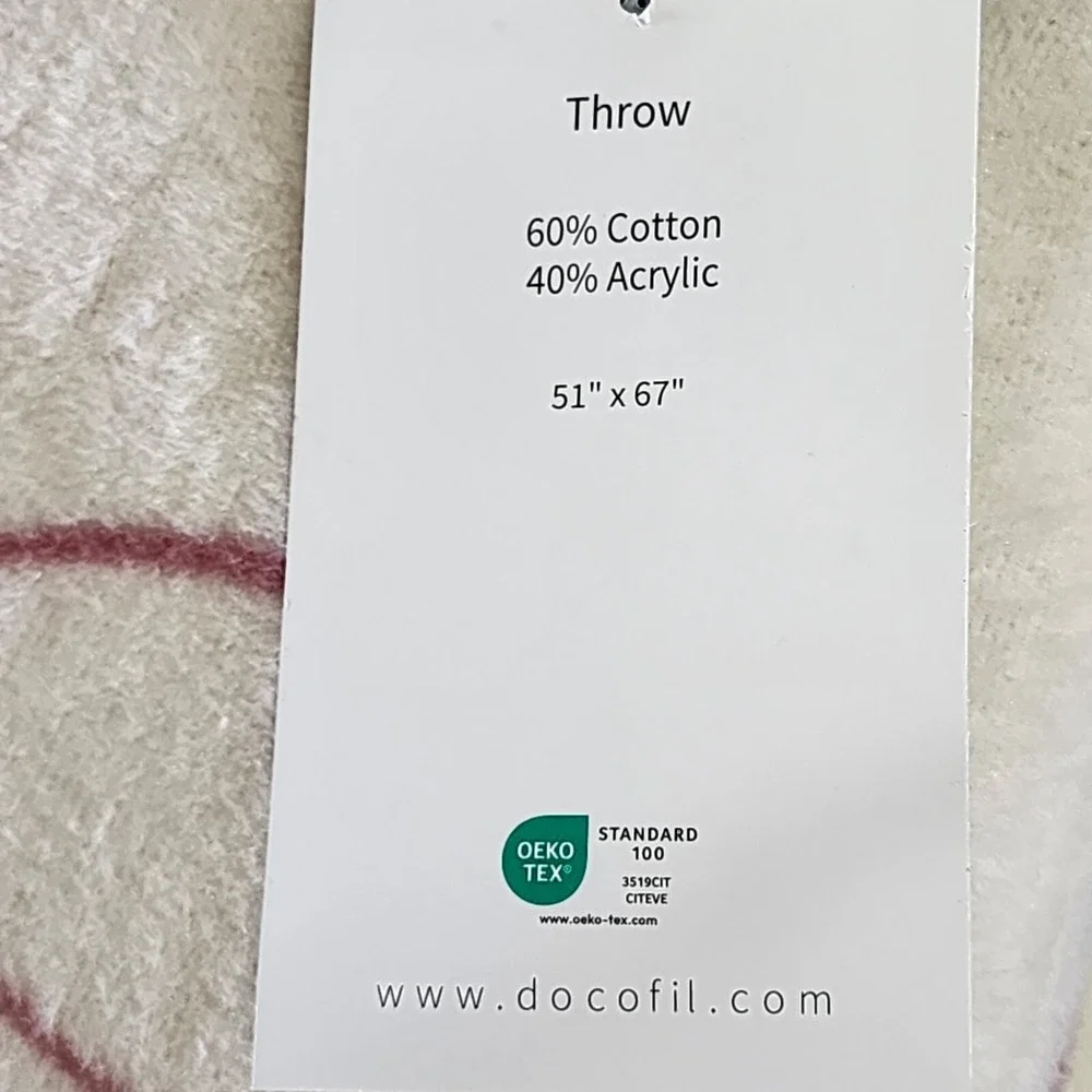 Docofil Throw Blanket For Grammy Pink Ivory Reversible 51x67‎ Made in Portugal